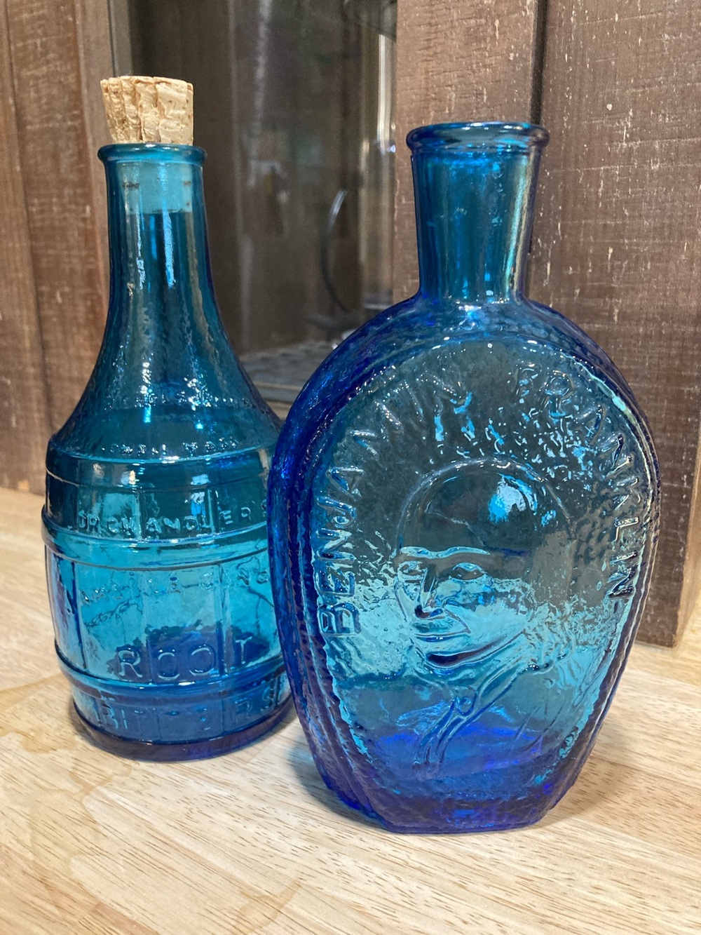 Vintage Wheaton Blue Decorative Glass Bottle Set